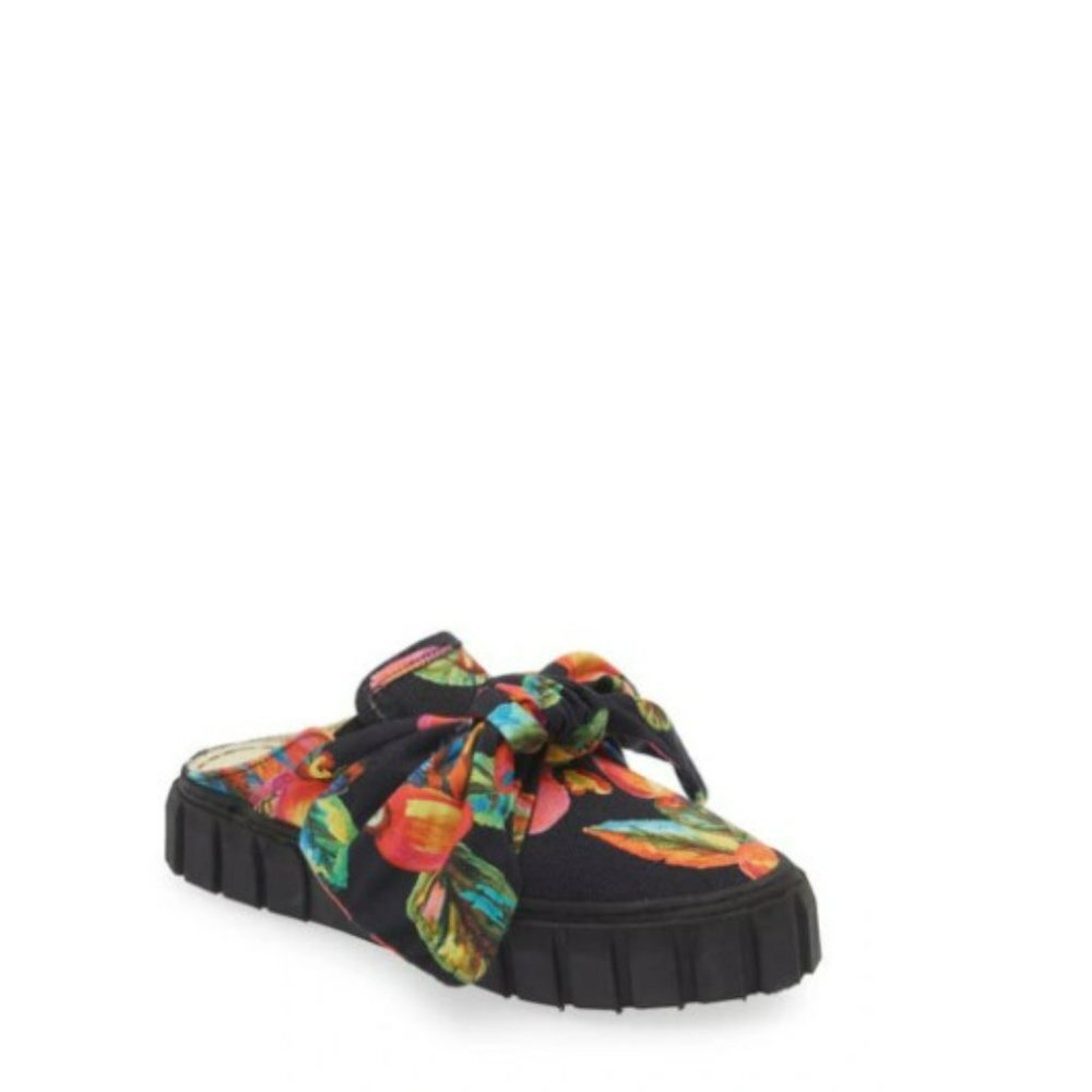 Farm Rio Cashew Platform Mule in Cashew Black Green Pink Slio-on Slides Size 8